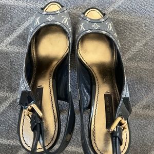 Louis Vuitton Peep Toe Sandals with Wooden Heel